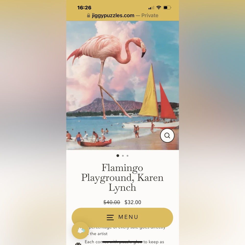 JIGGY 450 Piece Puzzle- Flamingo on the Beach